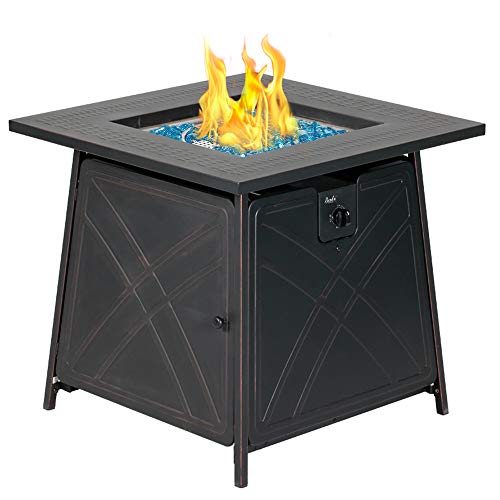 BALI OUTDOORS 50000 BTU Propane Fire Pit Table with Lid, 28 inch, Black Y709007