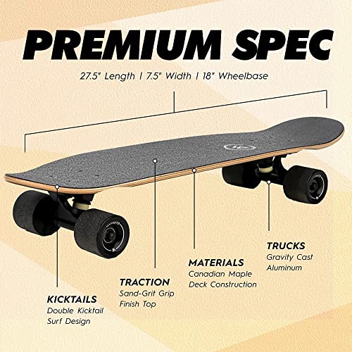 Magneto Complete Skateboard 27.5" Canadian Maple Double Kick Deck for Kids, Teens & Adults P392415