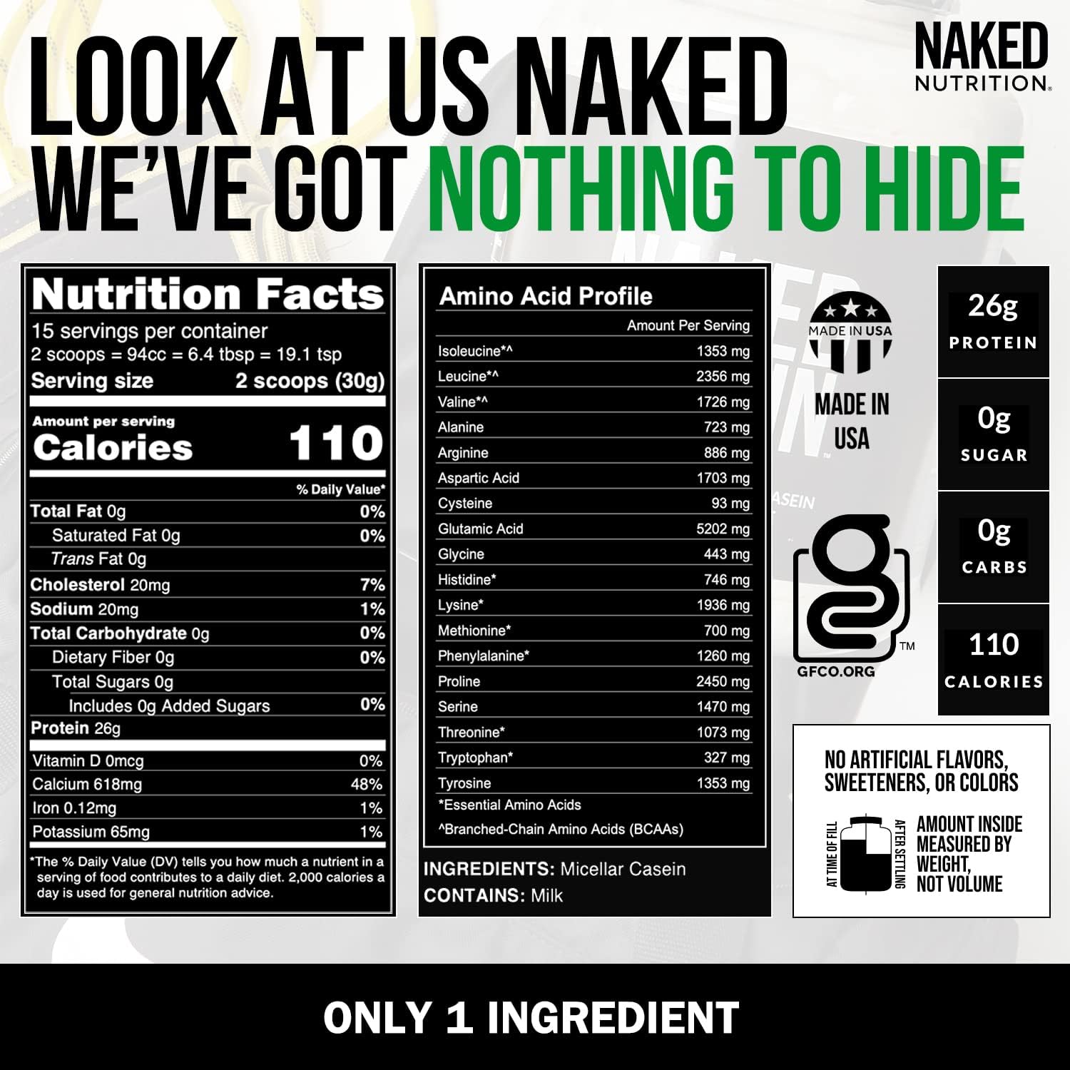 NAKED Grass Fed Protein Bundle: 1LB Unflavored Casein & Whey I588218
