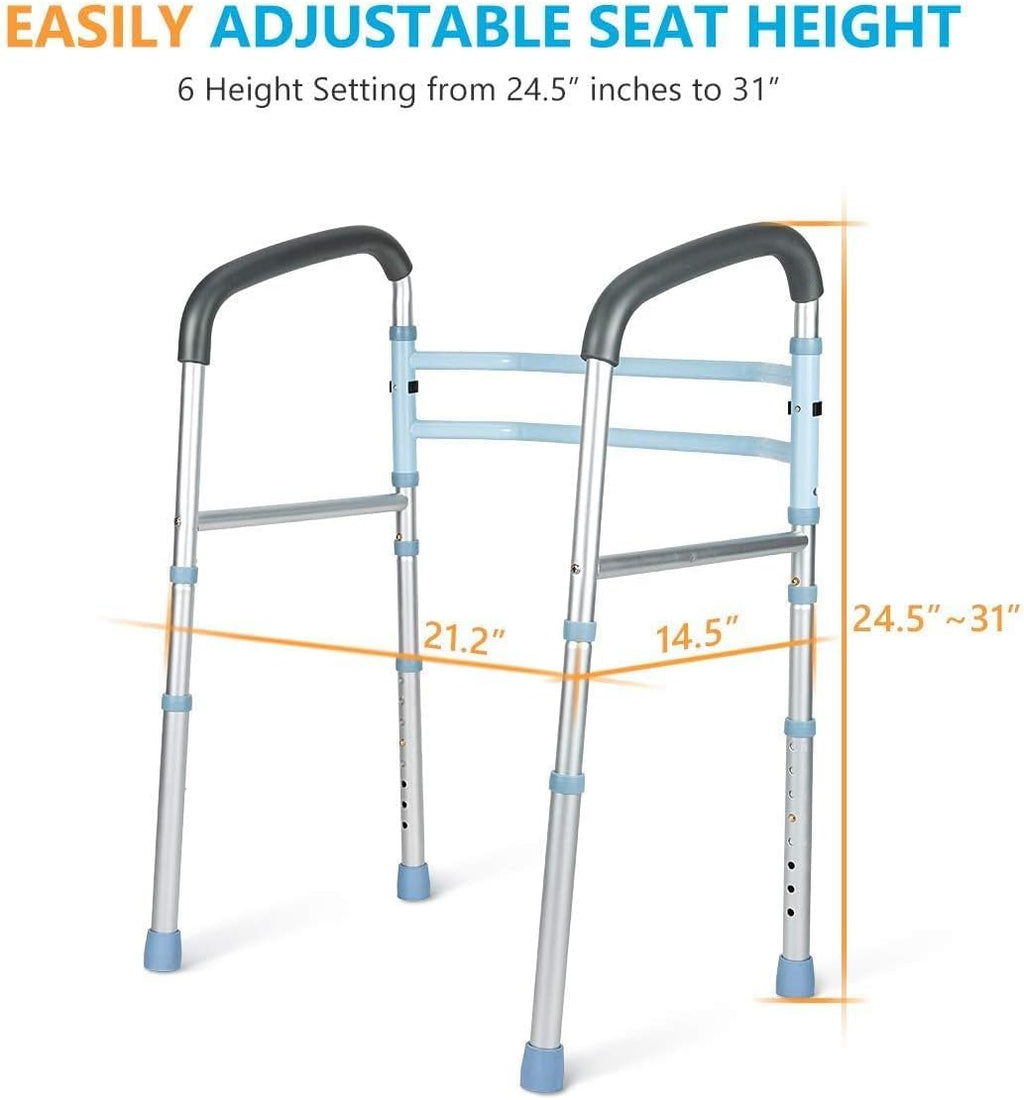 OasisSpace Stand Alone Toilet Safety Rail and Folding Shower Commode Wheelchair E333060