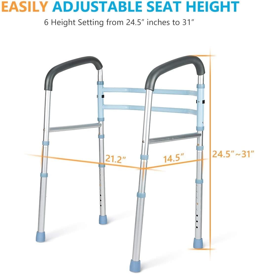 OasisSpace Stand Alone Toilet Safety Rail and Folding Shower Commode Wheelchair E333060