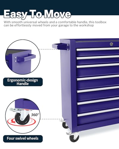 5-Drawer Rolling Tool Chest with Brake Casters, Black E95317