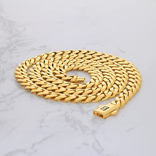 Nuragold 14k Yellow Gold 5mm Miami Cuban Link Chain Bracelet L637