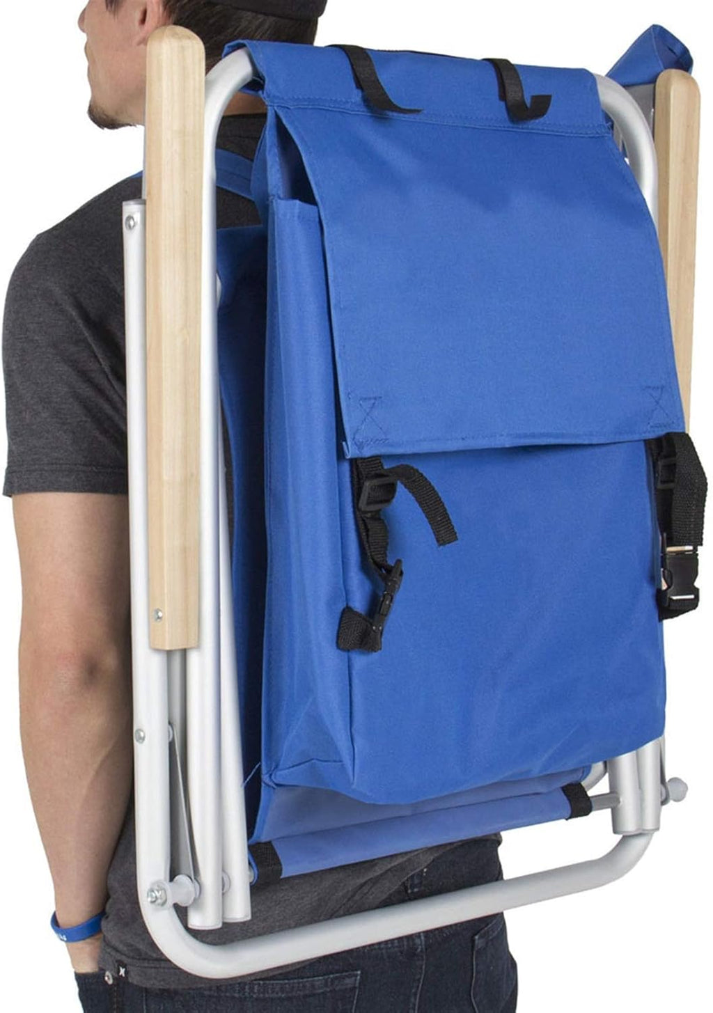 Folding Beach Chair for Adults with Cup Holder and Storage Pouch J57311
