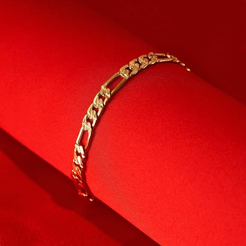 LIFETIME JEWELRY Swiss Diamond Cut Figaro Bracelet 24k Gold Plated U91525