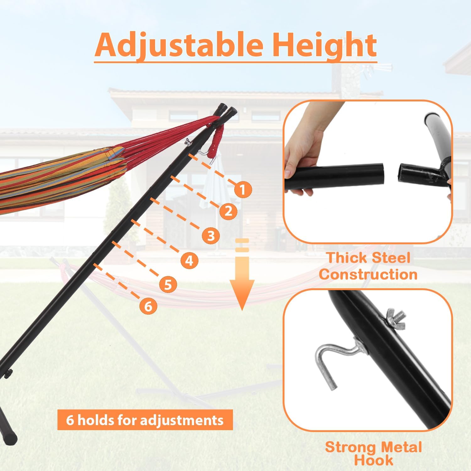 Heavy Duty Steel Hammock Stand with Carrying Bag, 400lbs Capacity W3188