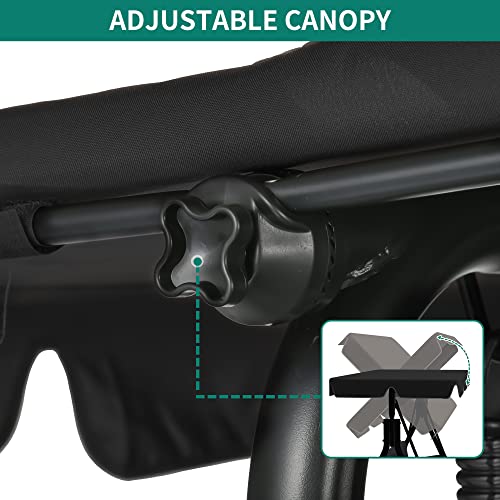YITAHOME Outdoor Patio Swing Chair 3 Person with Adjustable Canopy, Black P266