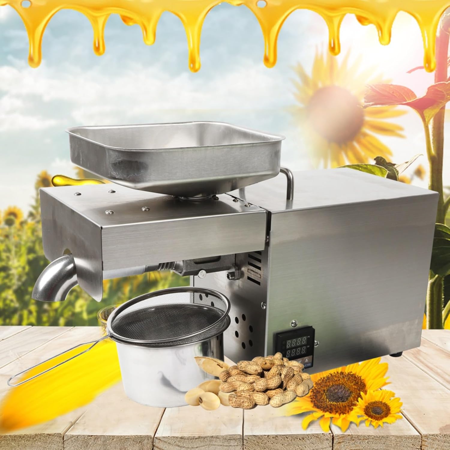 1500W Oil Press Machine, Stainless Steel Electric Automatic Cold Hot L565