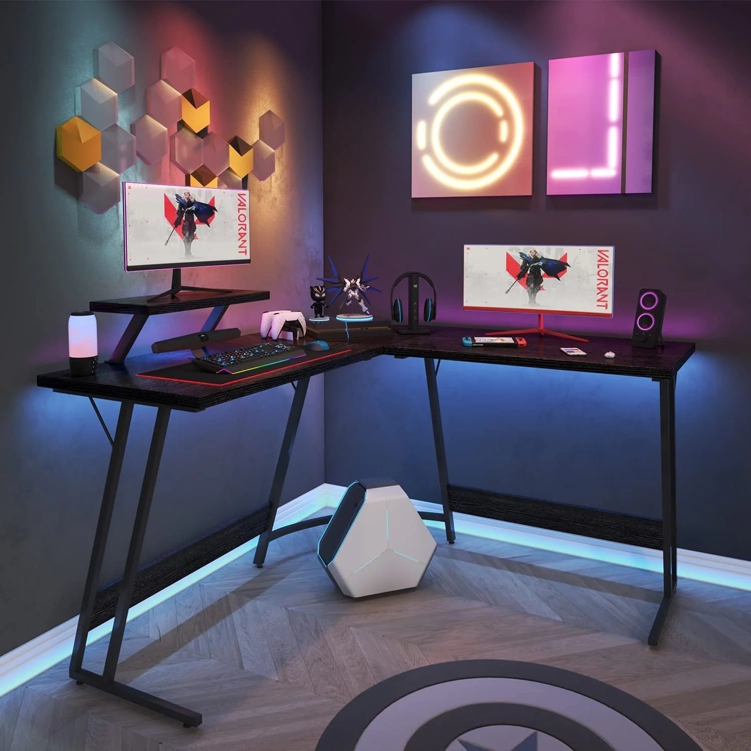 Homall L Shaped Gaming Desk Computer Corner Desk Black W85603