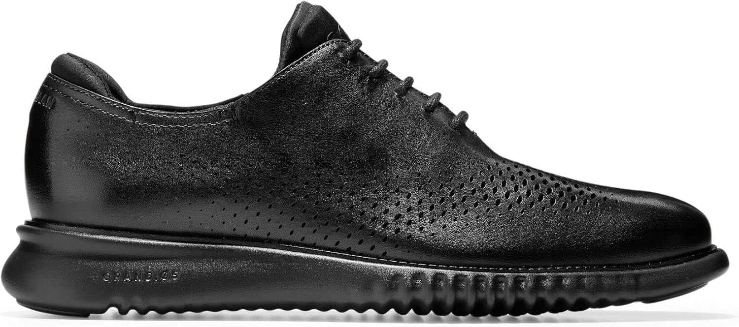 Cole Haan Men's 2.Zerogrand Laser Wingtip Oxford Black Leather M4406