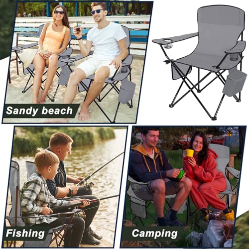 2 Pack Oversized Portable Camping Chair with Cooler Pocket and Carry Bag (Blue) J45654