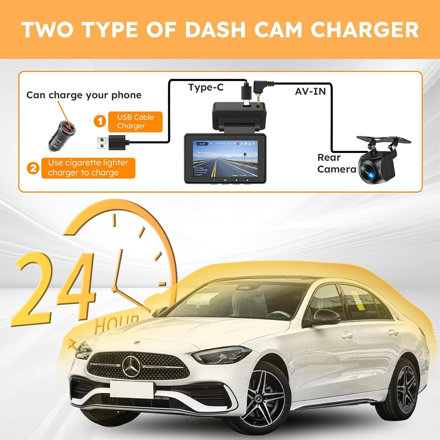 4K Dash Cam Front and Rear with WiFi and GPS, Night Vision, G-Sensor W16914