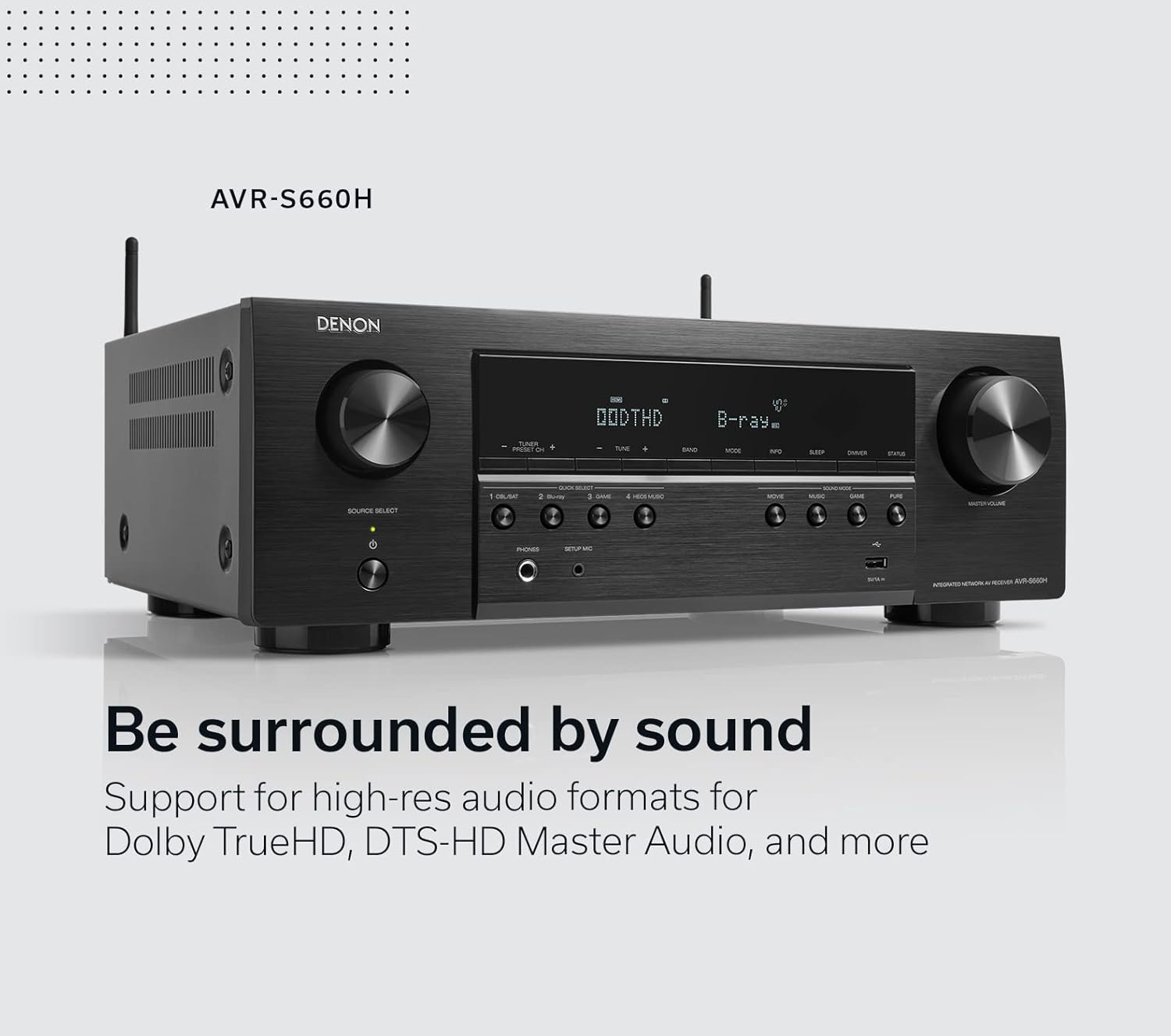Denon AVR-S660H 5.2 Ch AVR - 75W, 8K Upscaling, 3D Audio, Wireless, HEOS, Alexa Receiver I625