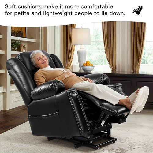 Dual Motor Power Lift Recliner Chair for Elderly with Heat and Massage, Black C981783