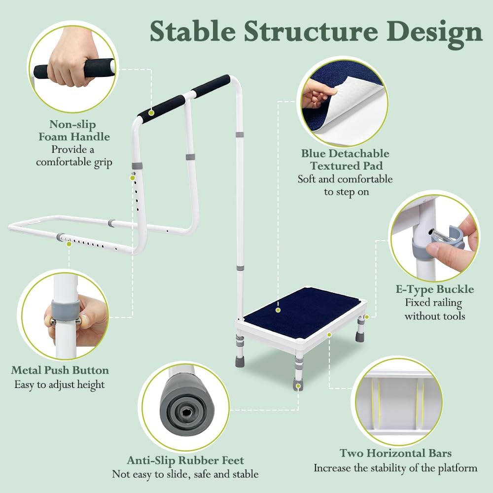 Bed Steps for High Beds with Handle for Elderly Adults D86882