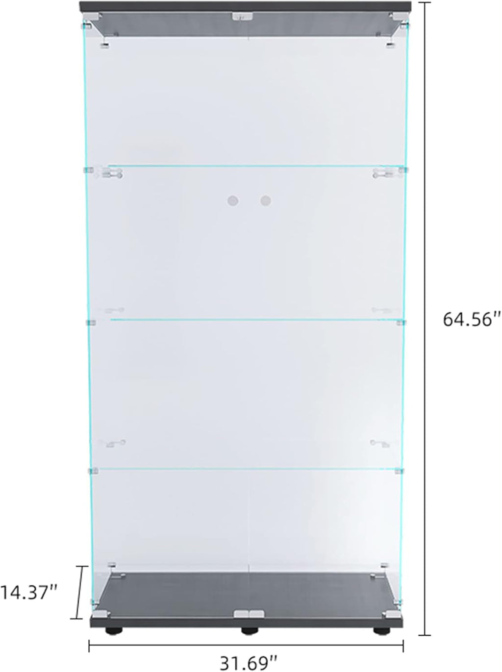 Black Lighted Glass Display Cabinet with 4 Shelves N125