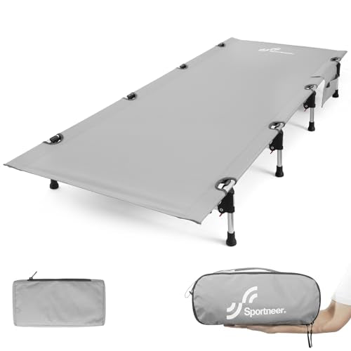 Sportneer Camping Cot, Folding Cots Lever Lock Portable Lightweight Sleeping Camping Bed for Adults Outdoor Travel Backpacking Camp Hiking Supports 330lbs
