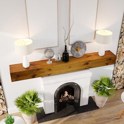 Woodlands-USA 72" Floating Fireplace Mantel Shelf, Rustic Wall Mounted, Charcoal Gray T535816