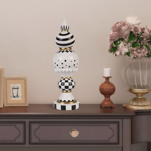 Black and White Checkered Snowman Christmas Decorations Indoor W584