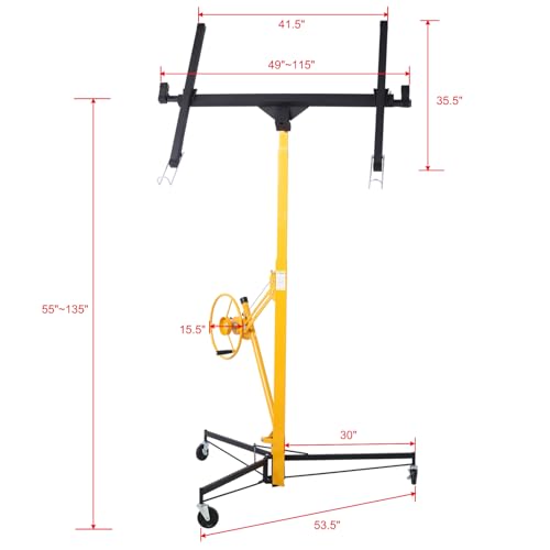 Model 2024 Drywall Lift Panel Hoist, 360° Adjustable, 150LBS Heavy Duty, Black+Yellow C8628