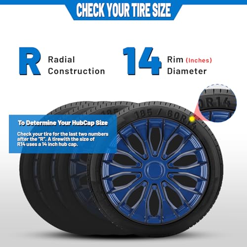 AUTOWIKI 15-Inch Wheel Rim Covers Set of 4, Snap on Hub Caps for Car Truck SUV, Black & Red T371364