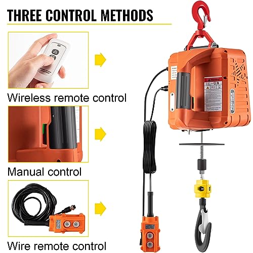 3-in-1 Electric Hoist Winch 880LBS 1500W 110V with Remote Control L67613