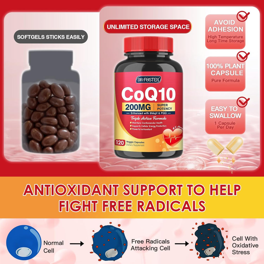 CoQ10 200mg with PQQ & Shilajit - 120 Veggie Capsules H886