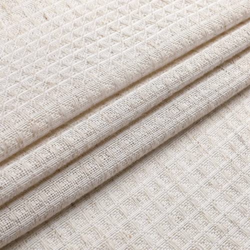 Valea Home Waffle Linen Kitchen Curtains 24 Inch Natural 2 Panels O4494