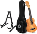 Soprano Ukulele for Beginners Kit for Kid Adult Student,Mahogany 21 Inch Hawaiian Starter Uke+Folding Guitar Stand