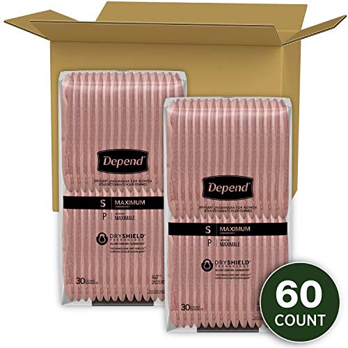 Depend FIT-FLEX Incontinence Underwear for Women, Disposable, Maximum Absorbency, Small, Blush, 90 Count L560625