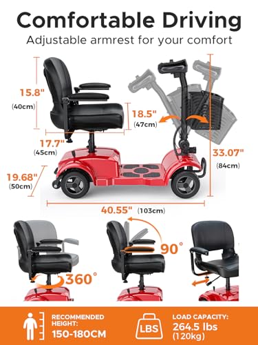 ENGWE Folding 4 Wheel Mobility Scooter for Seniors Adults, 250W, Blue U40219