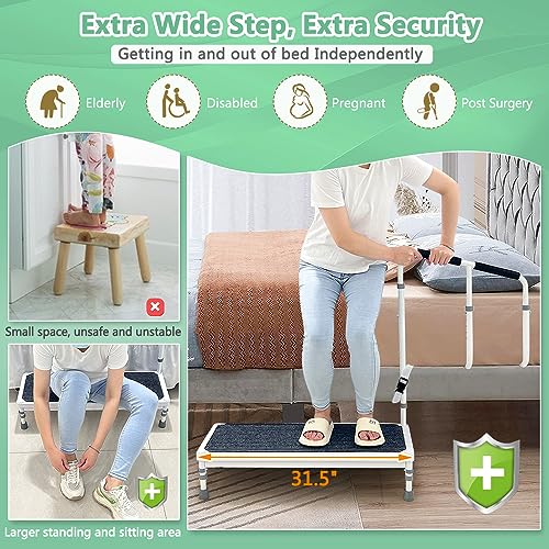 Bed Step Stool with Rail for High Beds Adults Elderly W58947