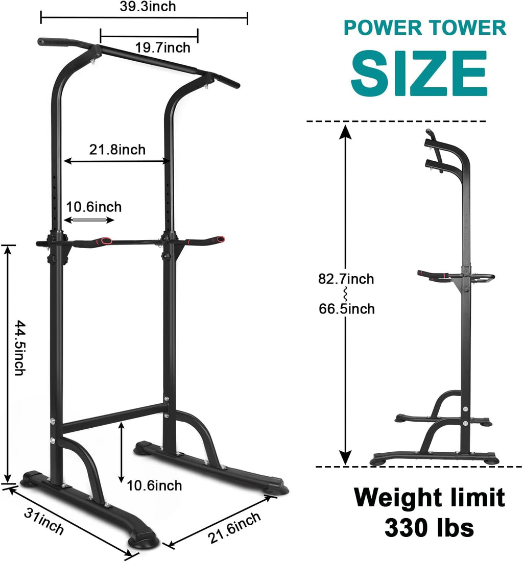 Power Tower Pull Up Bar Station, Free Standing Dip Station for Home Gym Y381201