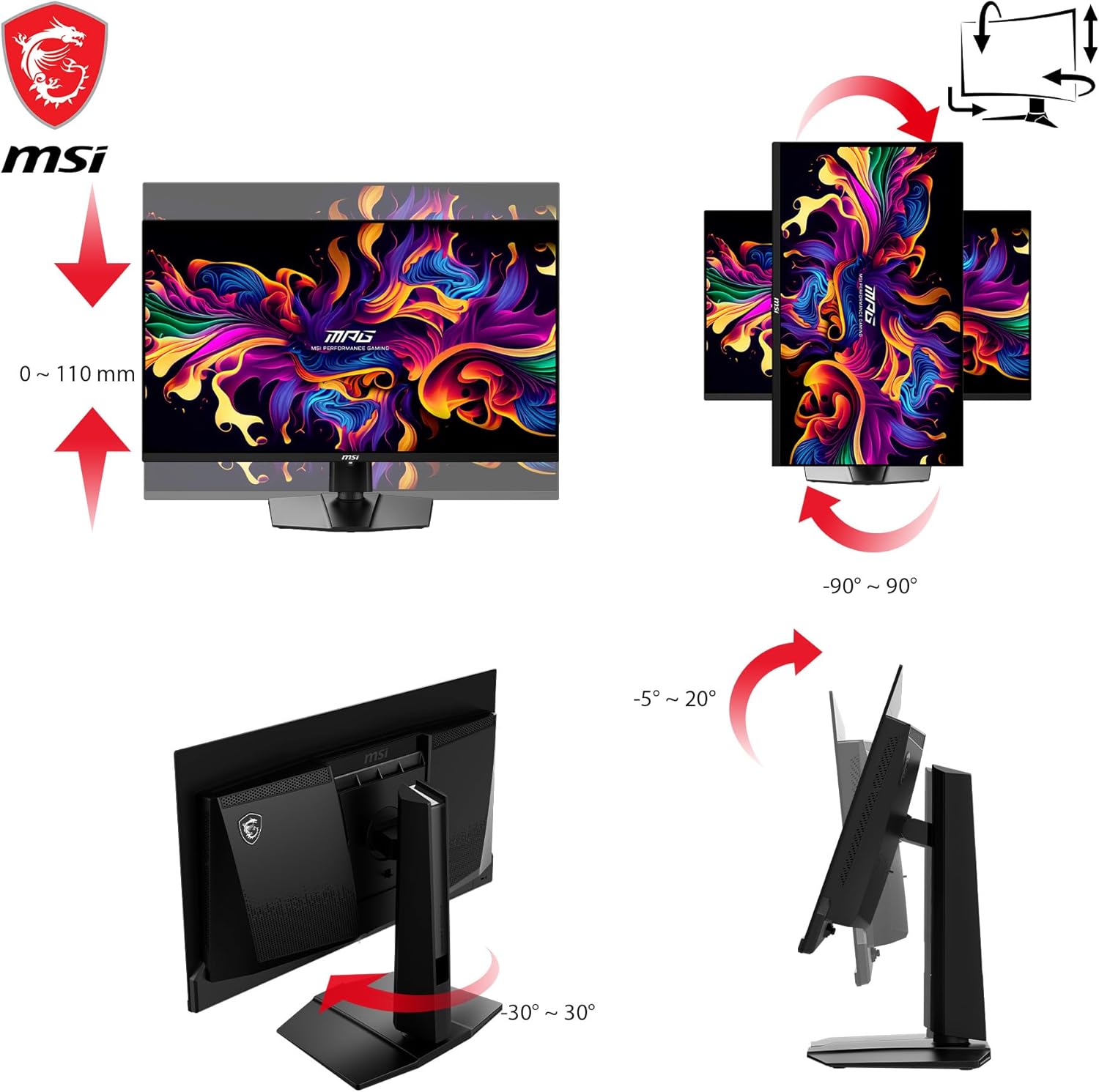 MSI MAG 271QPX QD-OLED 27" OLED Gaming Monitor, QHD 360Hz P9350