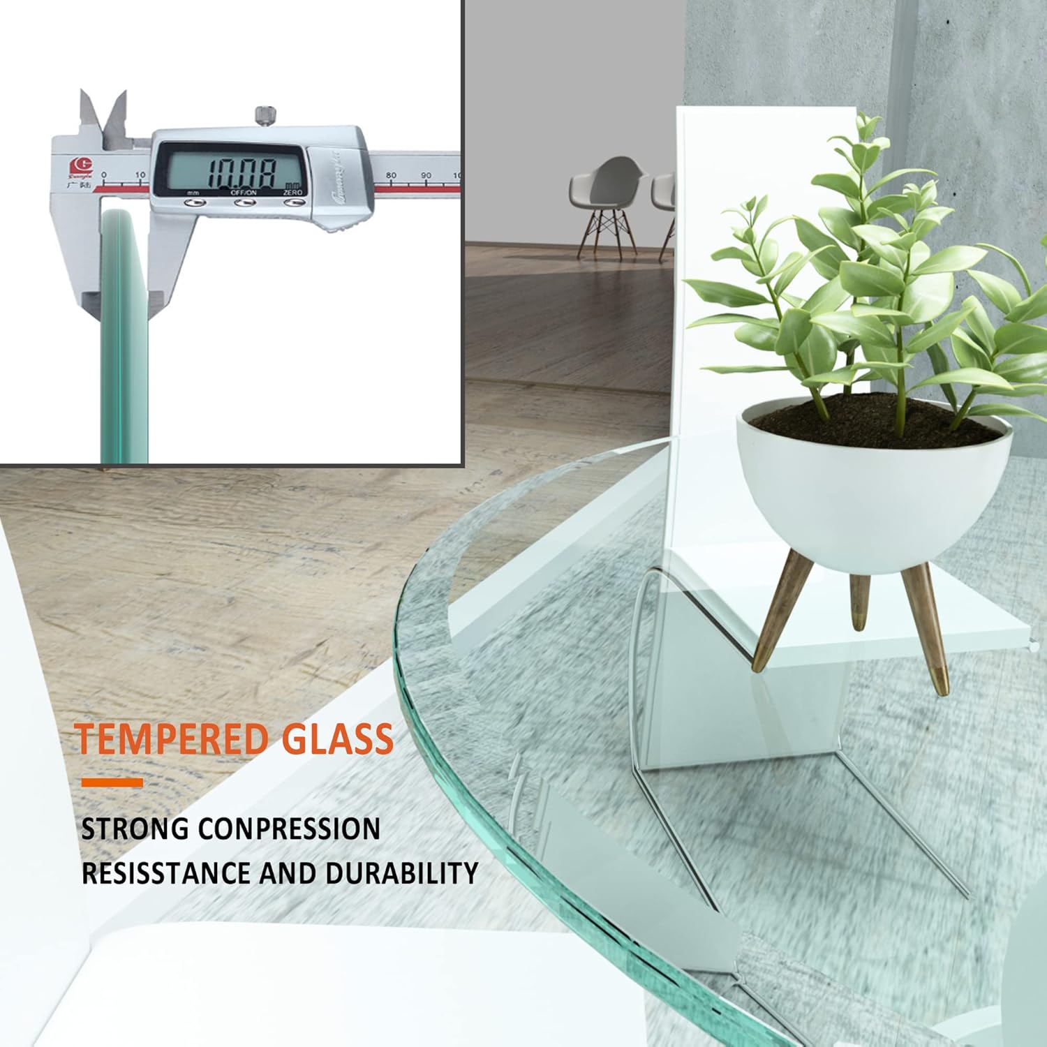24" Round Tempered Glass Table Top, 3/8" Thick Beveled Edge L70932
