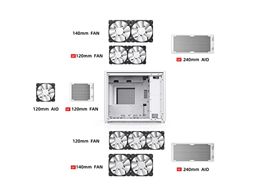 JONSBO D30 White Mini Micro ATX Tower Computer Case, Aluminum/Steel/Tempered Glass T59426