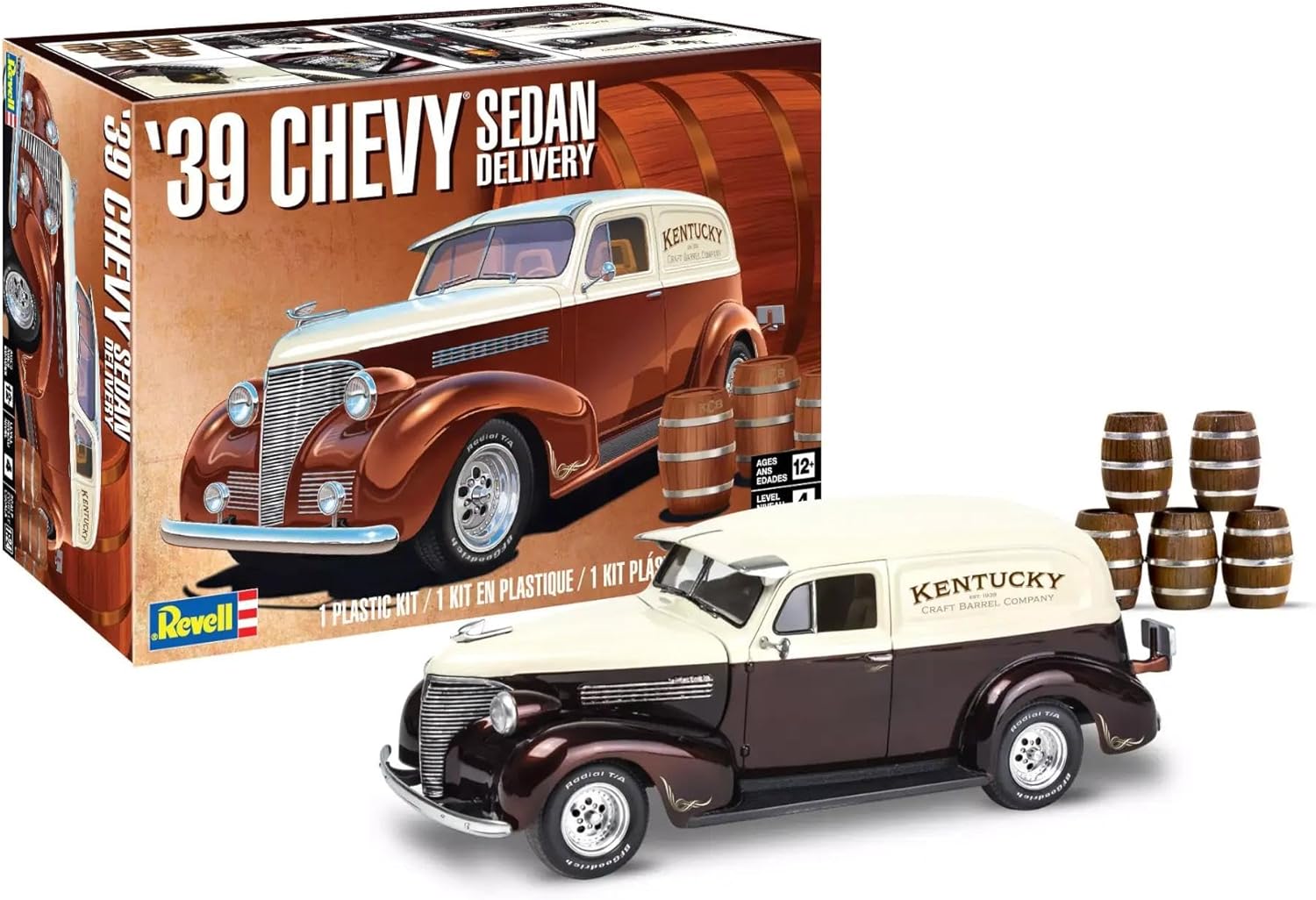 Revell 14529 '39 Chevy Sedan Delivery 1:24 Scale 97-Piece Skill Level 4 Model Car Building Kit, Blue,Clear,White