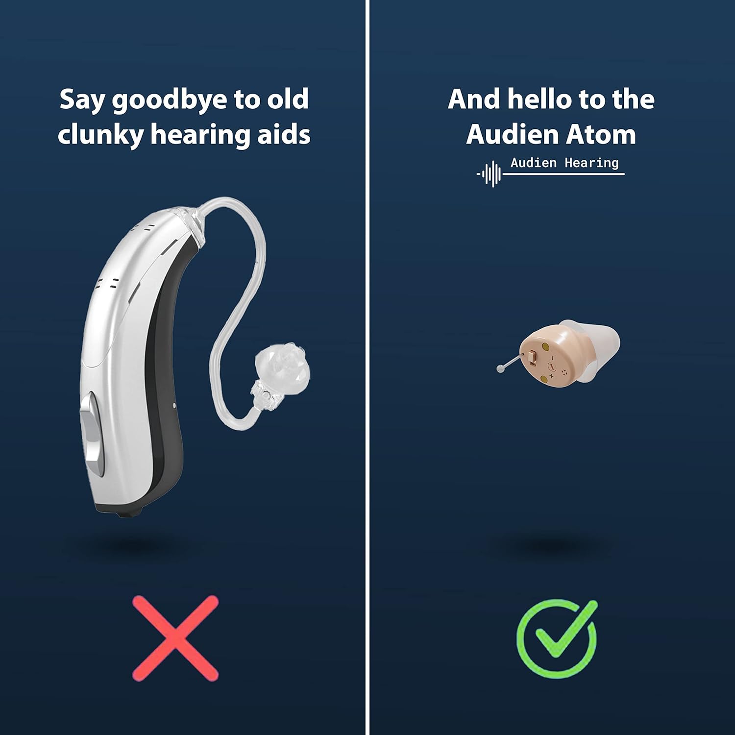 Audien Hearing ATOM Rechargeable Hearing Amplifier with Accessory Kit X5155