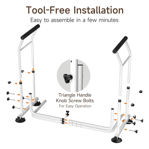 Toilet Safety Rails for Seniors with Arms, Adjustable Width and Height, 350lbs O62717
