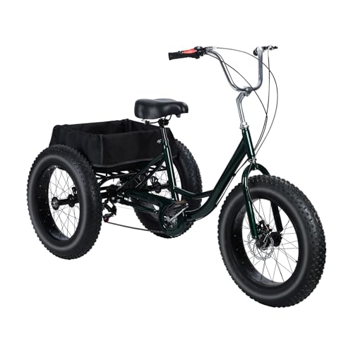 2024 New Tricycle for Adults, 20" x 4.0 Fat Snow Tires Trike, Drift Trike for Adult, 7 Speed Tricycle with Double Disc Brake, 3 Wheel Bicycle with Large Basket Outdoor Beach Sonw
