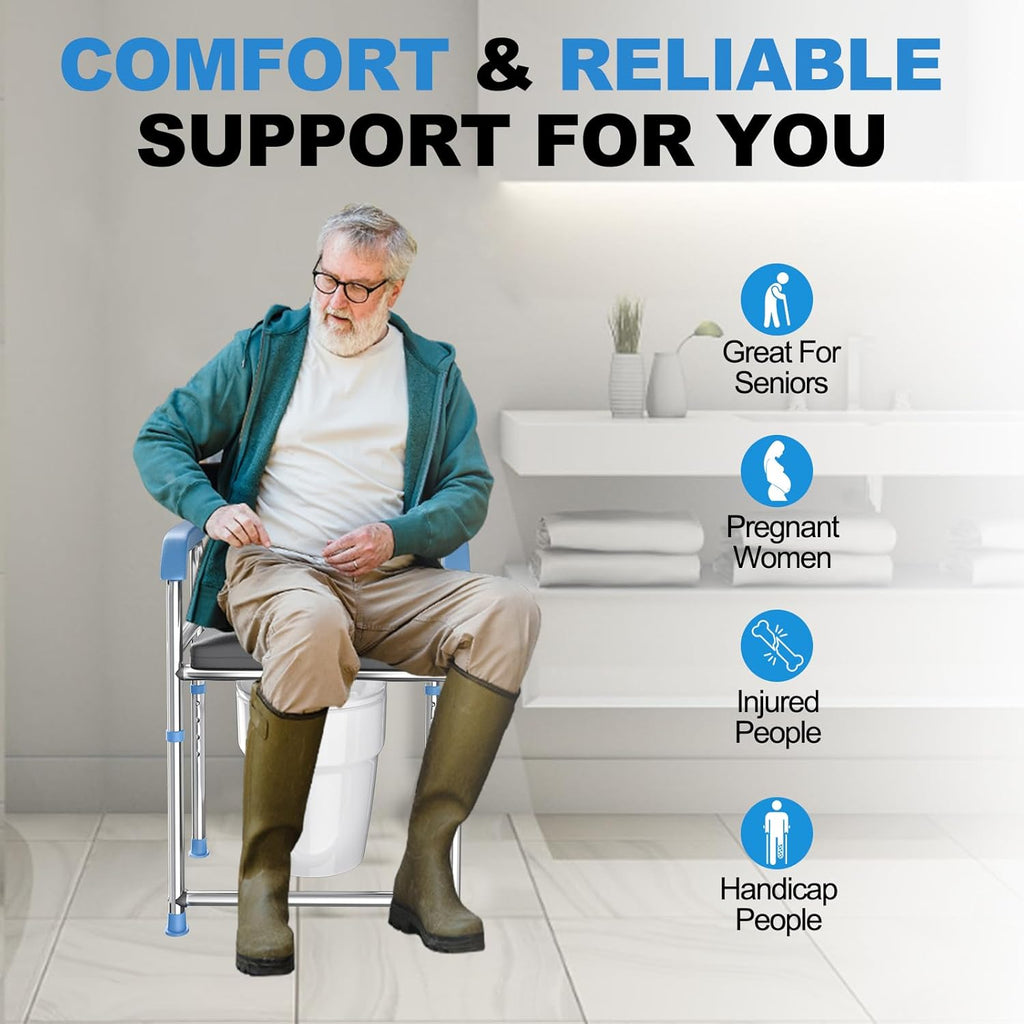 Raised Toilet Seat with Handles for Seniors, Adjustable Height, 400lbs Capacity C803570