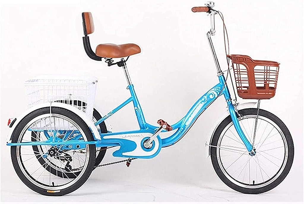 Adult Tricycle - 3 Wheel Bikes for Adults Shopping Adult Tricycles Single Speed for Adult Trikes 20 Inch 3 Wheel Bikes Three-Wheeled Bicycles with Shopping Basket for Seniors, Women