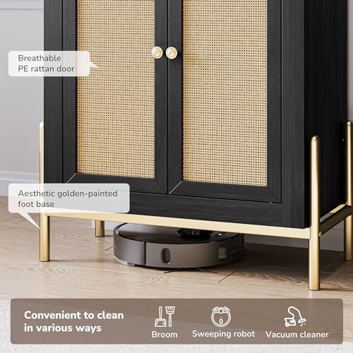 BELLEZE Arched Storage Cabinet with Doors, 65.5 Inches Bookcase, White Lotus W41548