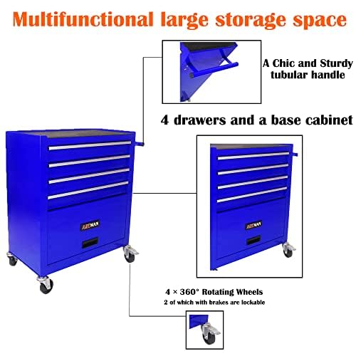 5-Drawer Rolling Tool Cart with Wheels, Black V51953
