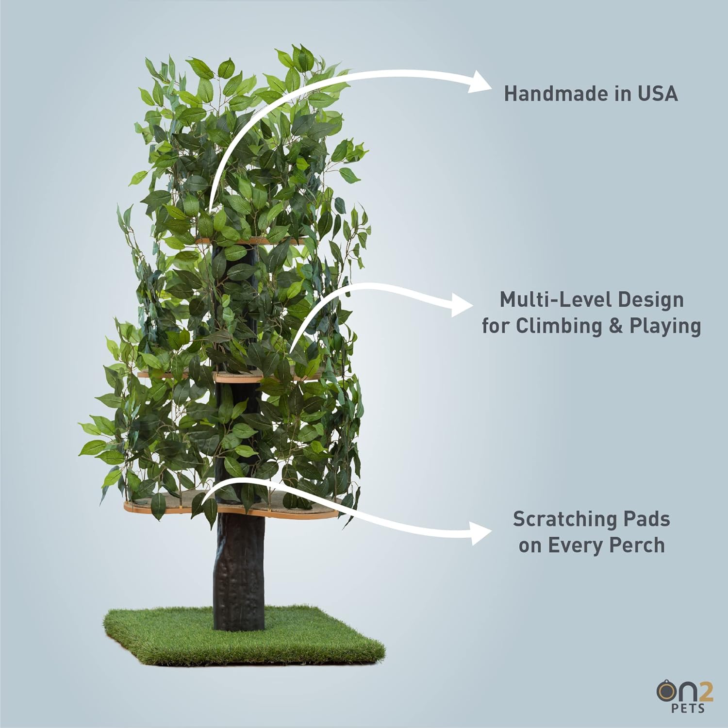 On2 Pets Cat Tree with Leaves, Multi-Level Cat Condo for Indoor Cats N57893