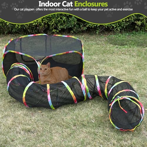 Outdoor Cat Enclosure with Storage Bag, Cat Tunnel Playground for Small Animals D823