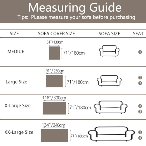 Waterproof Sofa Covers for Pets Washable Couch Cover 3-4 Cushion Beige T51220