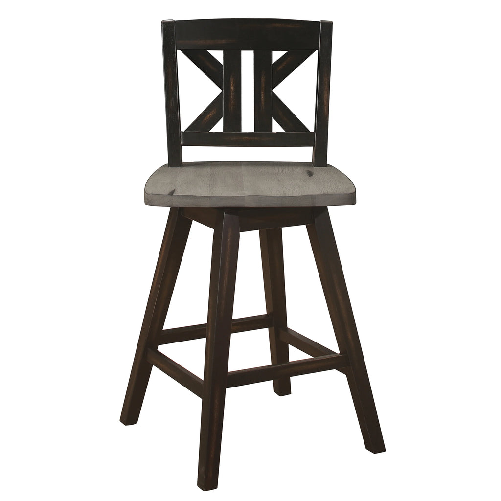 Lexiconhome Amsonia Wood Swivel Counter Stool, Black T31737