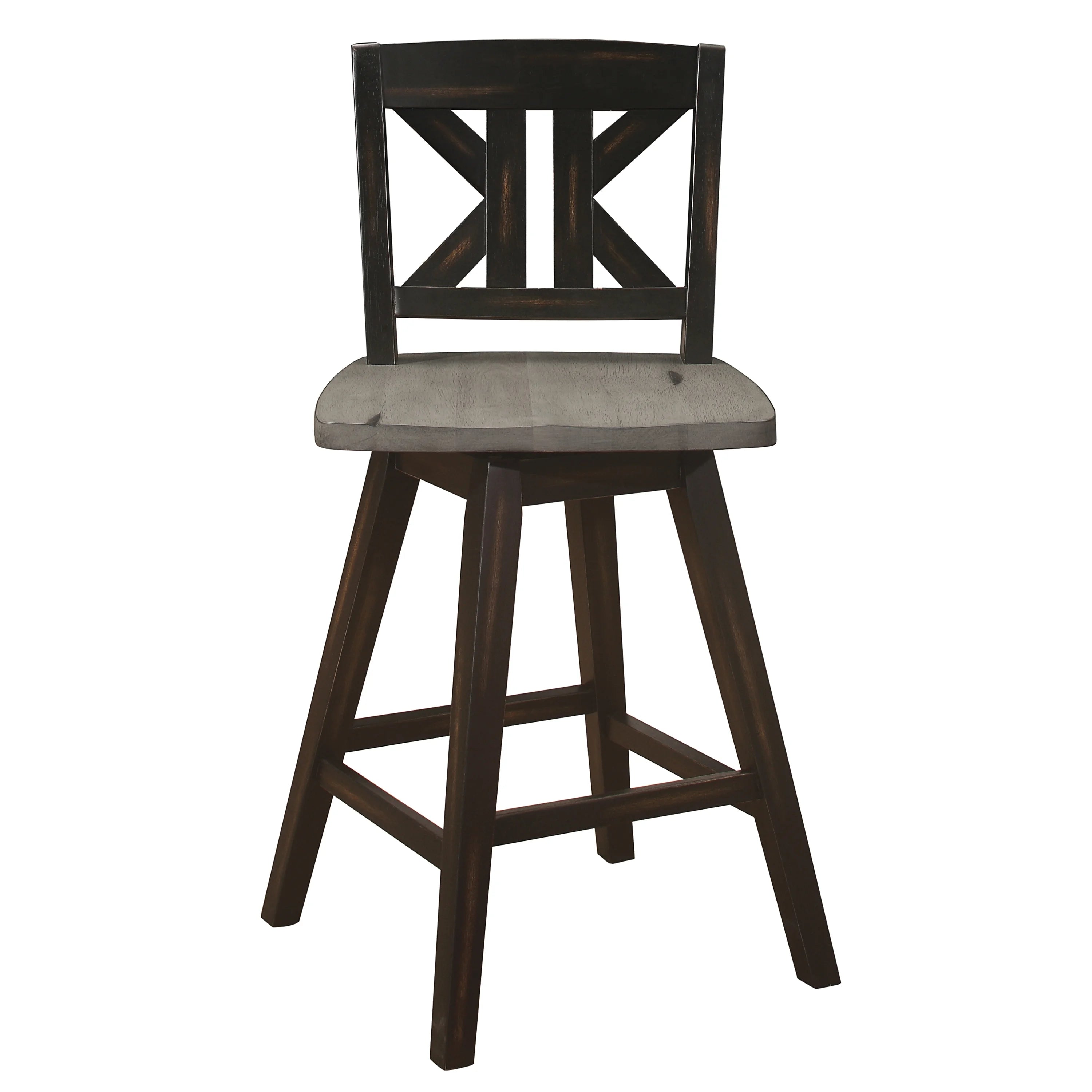 Lexiconhome Amsonia Wood Swivel Counter Stool, Black T31737