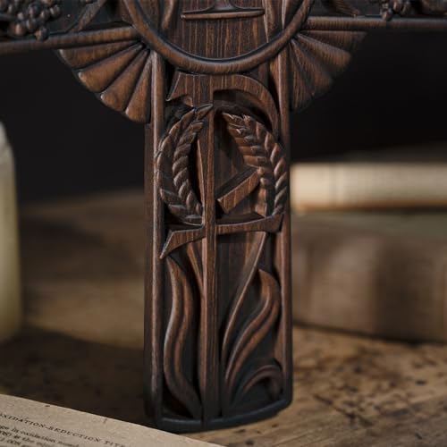BGCOPPER Crucifix Wall Cross Handmade Wooden with Hook, Christian Wall Art, 14 Inch L40287